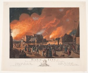 コペンハーゲン、クリスチャンハウンから見た 9 月 4 ～ 5 日の夜 作： Gerhard Ludvig Lahde