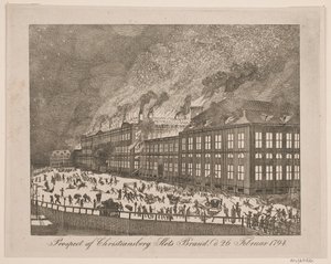 1794 年 2 月 26 日のクリスチャンスボー城の火災の目論見書 作： Gerhard Ludvig Lahde