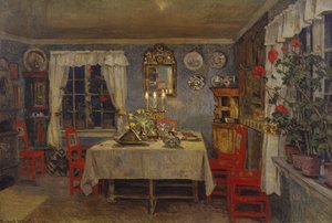 アーティストのリビングルームのインテリア 作： Gerhard Peter Frantz Vilhelm Munthe