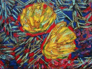 サボテンの花,2019（キャンバスに油彩） 作： Gerhardt Isringhaus