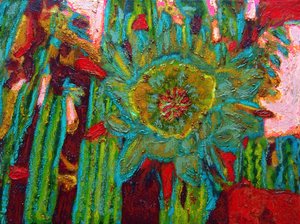 サンペドロ・サボテンの花 2013年 （キャンバスに油彩） 作： Gerhardt Isringhaus