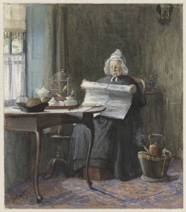 新聞を読む女性がいるインテリア 作： Gerke Henkes