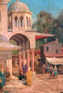 「モスクの外」、1823-1900 作： Germain Fabien Brest