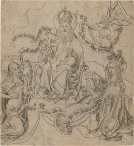 父なる神にとりなすキリストとマリア 作： German 15th Century