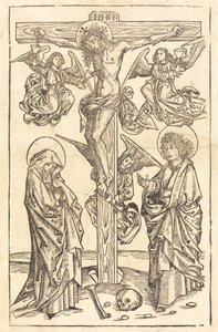 天使と十字架上のキリスト 作： German 15th Century
