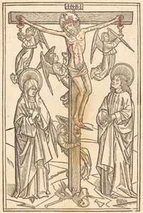 天使と十字架上のキリスト 作： German 15th Century