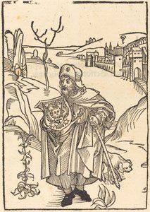 背景の町と巡礼者としてのゲルソン 作： German 15th Century