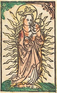 三日月に立つ栄光のマドンナと子供 作： German 15th Century