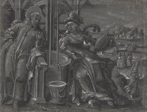 キリストとサマリアの女 [裏面] 作： German 16th Century