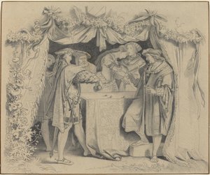 サイコロを投げる男性 作： German 19th Century