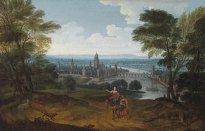 18世紀の西側からのフランクフルトアムマインの眺め 作： German Master