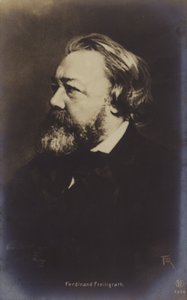 フェルディナント・フライリヒラート（1810-1876）、ドイツの詩人（モノクロ写真）
