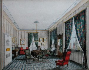 デッサン室のインテリア」1855年頃（水彩・紙） 作： German School