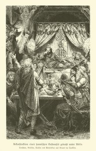 アッティラ時代のフン族の饗宴（版画 作： German School