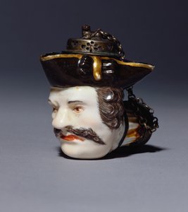 シュミーデルの頭をモデルにしたマイセンの肖像画パイプボウル、1750年頃（磁器） 作： German School