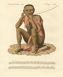 南アフリカのブッシュマン(彩色彫刻) 作： German School