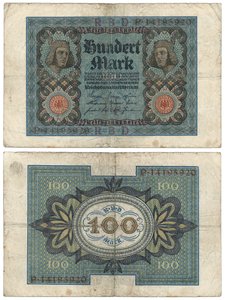 100マーク紙幣、1920（rectoおよびverso） 作： German School
