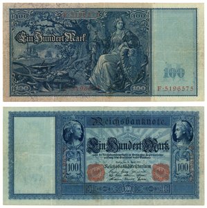 100マーク紙幣、1910年（rectoとverso） 作： German School