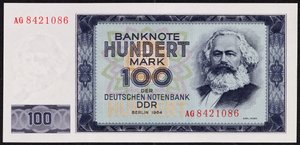 100マーク紙幣、1964年 作： German School