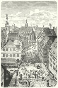 15世紀のニュルンベルクの街並み（エングレービング 作： German School
