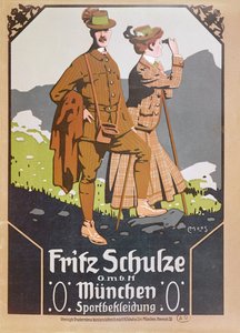フリッツシュルツェウォーキング服の広告、1910年頃