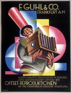 ドイツのカメラメーカー「オフセット」の広告。ドイツの新聞「Gebrauchs Graphik」にて 作： German School