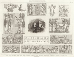 古代アッシリア。ビルダーアトラスのイラスト（彫刻 作： German School