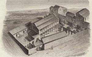 シリアのムードレーヤにある古代ギリシャの家々。ビルダーアトラスのためのイラスト(彫刻) 作： German School