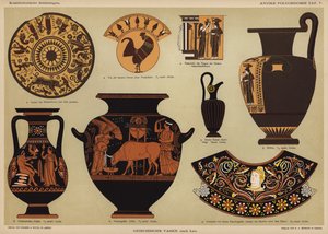 古代ギリシャの多色刷り花瓶（カラーリトグラフ 作： German School