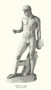 古代ギリシャの休息中の円盤投擲者の像（彫刻 作： German School