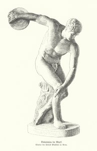 円盤投げをする古代ギリシャ人の像（彫刻 作： German School