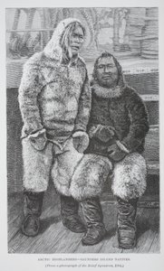 アークティックハイランダーズ-サンダースアイランドネイティブ、パブ。ロンドン1886（彫刻） 作： German School
