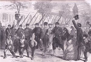バグヌン前の戦いの後、パリに到着したプロイセン軍捕虜（Cassells History of the War between France and Germany published by Cassell and Company Limited, c.1890 (litho) 作： German School