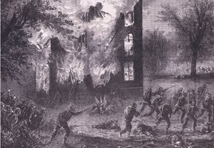 フランスの先進的な陣地への攻撃（Cassells History of France and Germany published by Cassell and Company Limited, c.1890）（リトグラフ 作： German School