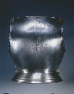 バックプレート、1510年～1530年頃（スチールにブラックペイント、革ストラップ 作： German School