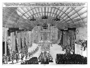 1711年12月22日のチャールズ6世（1685-1740）の戴冠式を記念して、フランクフルトアムマインのレーマーホールでの宴会 作： German School