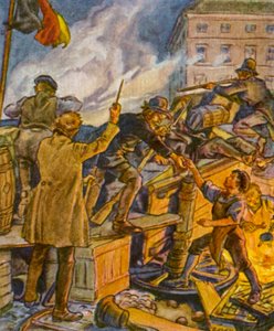 バリケードの戦い（カラーリトグラフ）