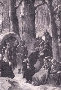 雪の中のビバーク（Cassells History of the War between France and Germany, published by Cassell and Company Limited, c.1890 (litho) 作： German School