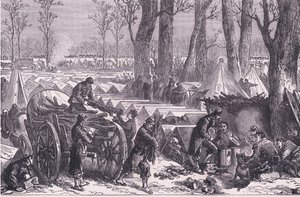 ヴァンセンヌの森にあるデュ・クロイ将軍の部隊のビバーク（Cassells History of the War between France and Germany, published by Cassell and Company Limited, c.1890）（リトグラフ 作： German School
