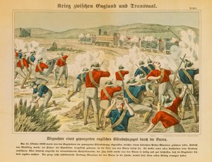 ボーアーズは1899年10月14日、マセーキング近くの第二次ボーア戦争の間に装甲されたイギリスの列車を押収しました。 作： German School
