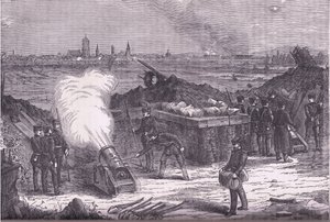 シェールシュタットへの砲撃（Cassells History of the War between France and Germany, published by Cassell and Company Limited, c.1890 (litho) 作： German School