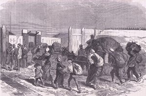 郊外から野菜を運んできた（Cassells History of the War between France and Germany, published by Cassell and Company Limited, c.1890 (litho)）。