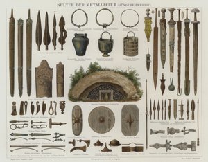 青銅器・鉄器時代の遺物（カラーリトグラフ 作： German School