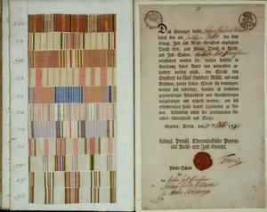 キャンペーンのリボンと1778年の王立プロイセン軍の兵士の任務記録 作： German School