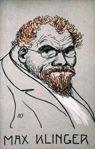 マックス・クリンガー（1857-1920）の風刺画（カラーリトグラフ） 作： German School
