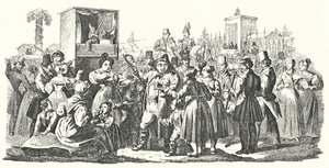 1835年秋、シュトゥットガルトのカンシュタット地区のカーニバル(彫刻) 作： German School