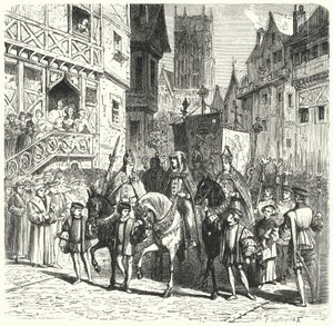 メアリー1世の時代にイギリスに戻ってきたカトリックの高官たち（エングレービング 作： German School