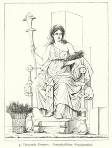 古代ローマの収穫の女神ケレスが鎮座しているポンペイの壁画（彫刻 作： German School