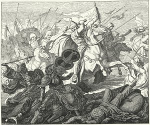 ポワチエの戦いでのシャルル・マルテル、732年（エングレービング 作： German School
