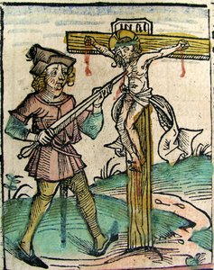 キリストは十字架にかけられ、ニュルンベルク年代記に掲載されました（1493年） 作： German School